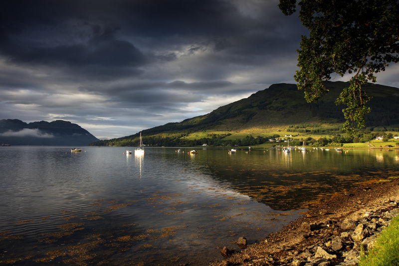 Scenic view of lake against sky
