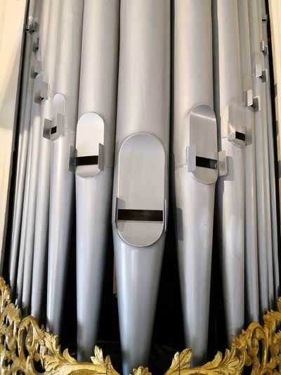 Close-up of pipe organ