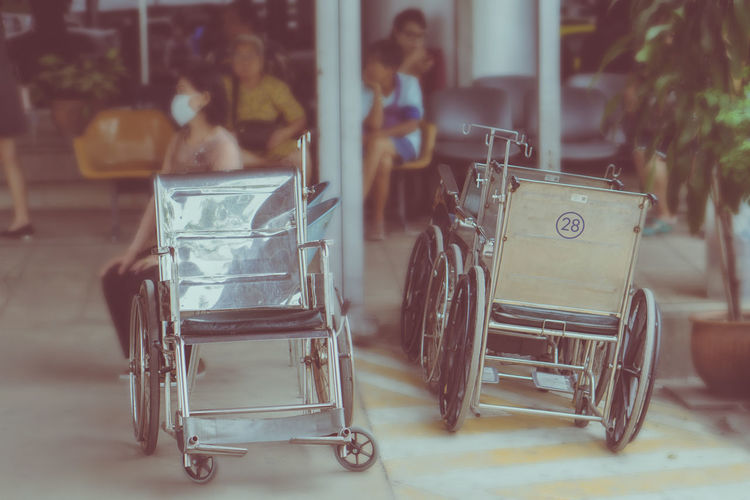 Wheelchairs outside hospital