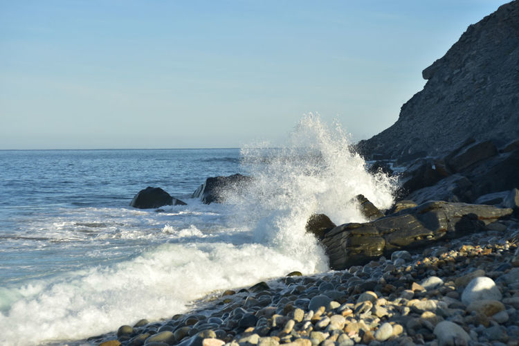 Rocky coastline pacific ocean along baja, mexico