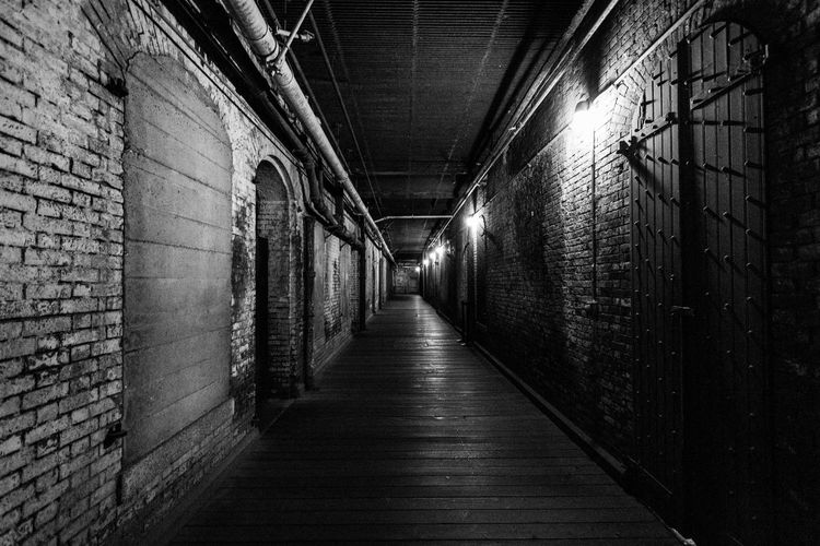 Empty corridor along walls