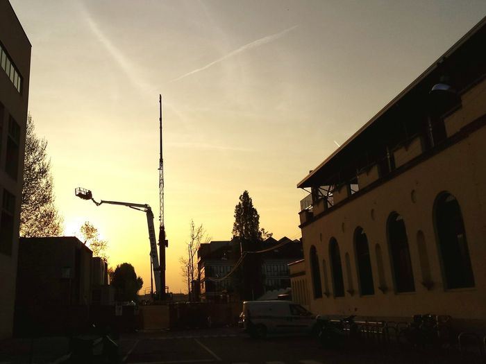 City street at sunset