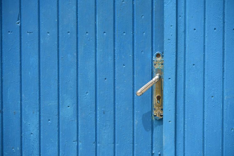 Full frame shot of blue closed door