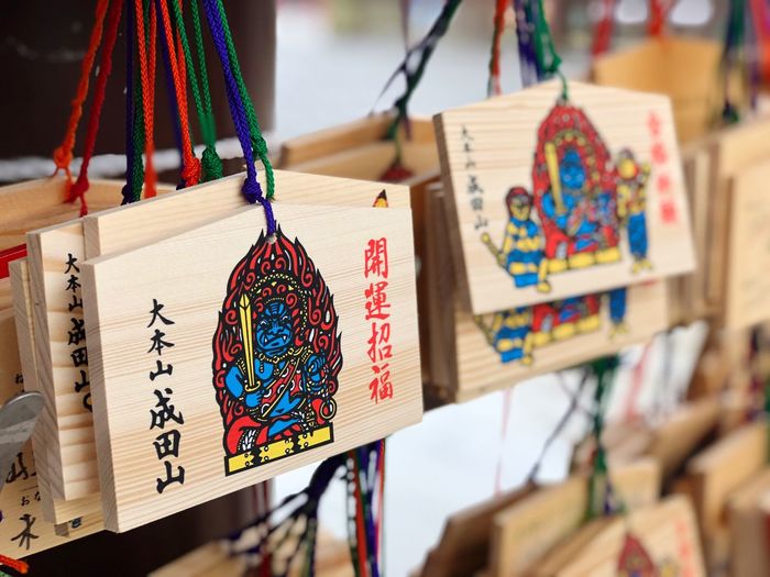 Close-up of decorations for sale at market stall