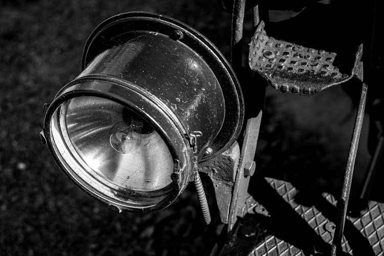 High angle view of an old train lantern