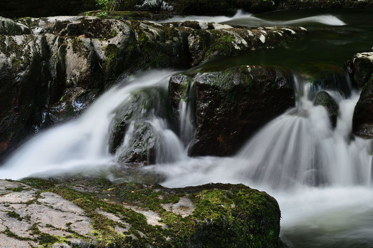Long exposure of a waterfall on the river lyn in lynmouth 
