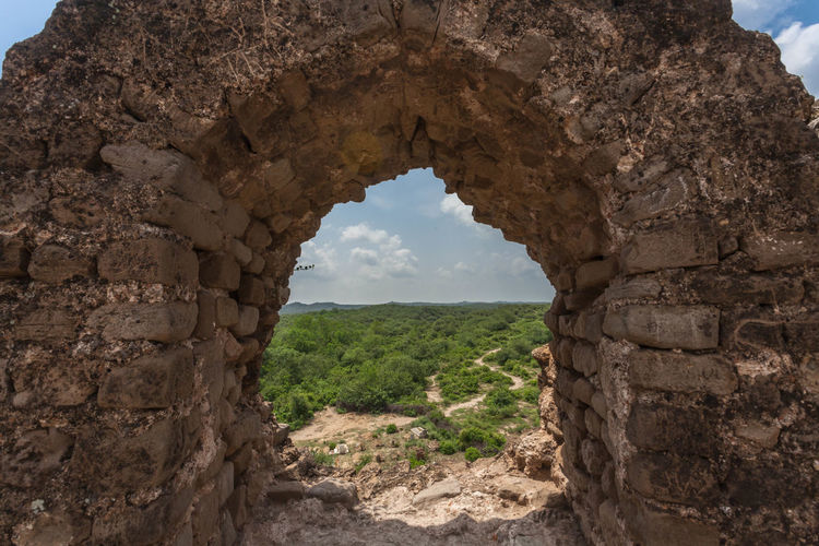 View from the old stone wall of historical rohtas fort. 