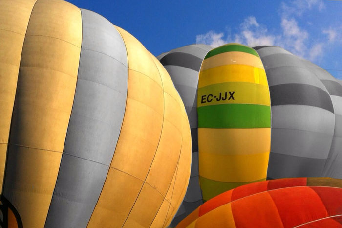 LOW ANGLE VIEW OF HOT AIR BALLOONS