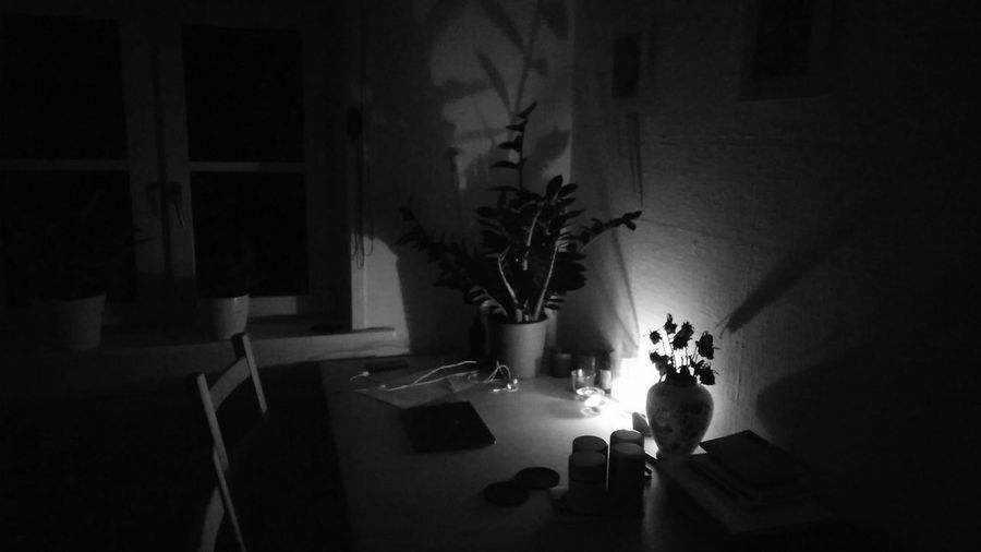 Illuminated table at home