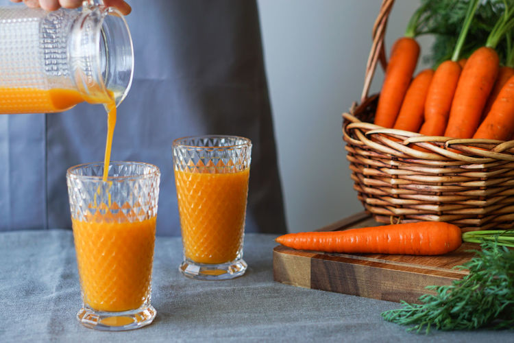 Fresh carrot juice.