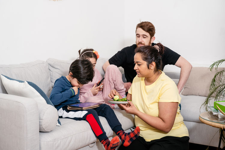 Family sitting at home