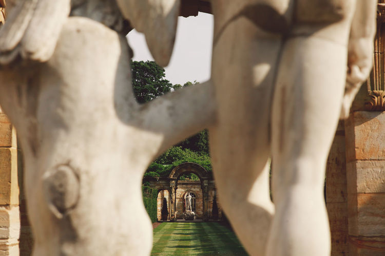 Close-up of sculpture at hever castle on sunny day
