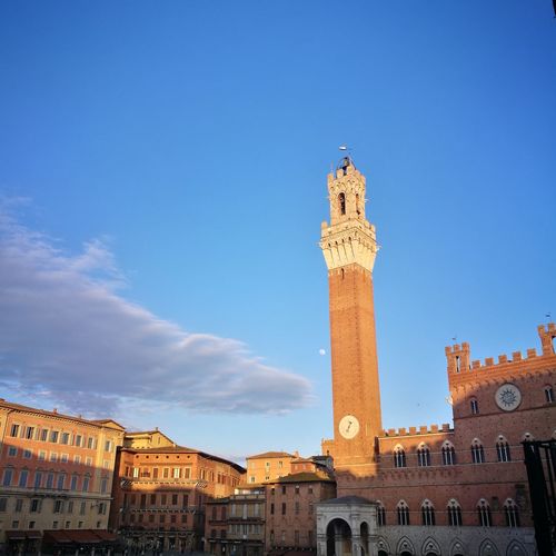 Low angle view of piazza del campo against sky