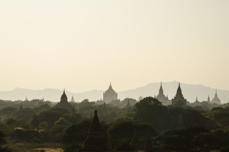 Scenic view of bagan temples against clear sky