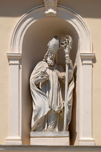 Saint nicholas statue on the parish church of saint nicholas in cakovec, croatia