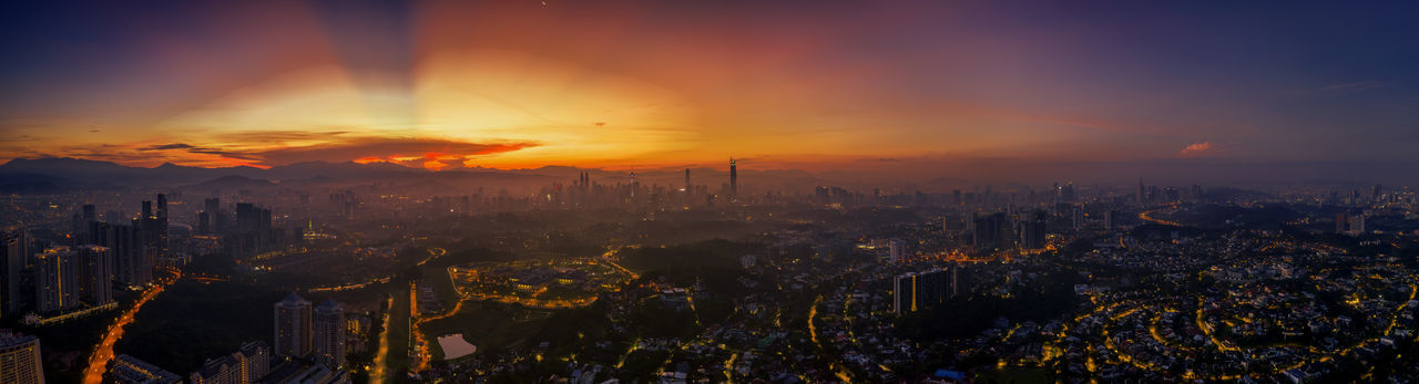 Aerial view of royal palace malaysia during sunrise