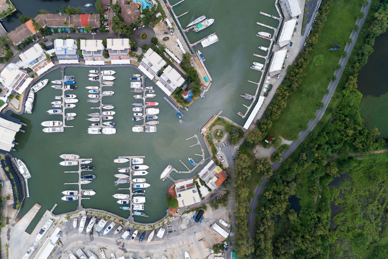 Drone view of harbor