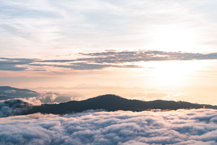 Scenic view of cloudscape against sky during sunset