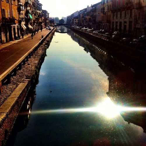 View of canal in city