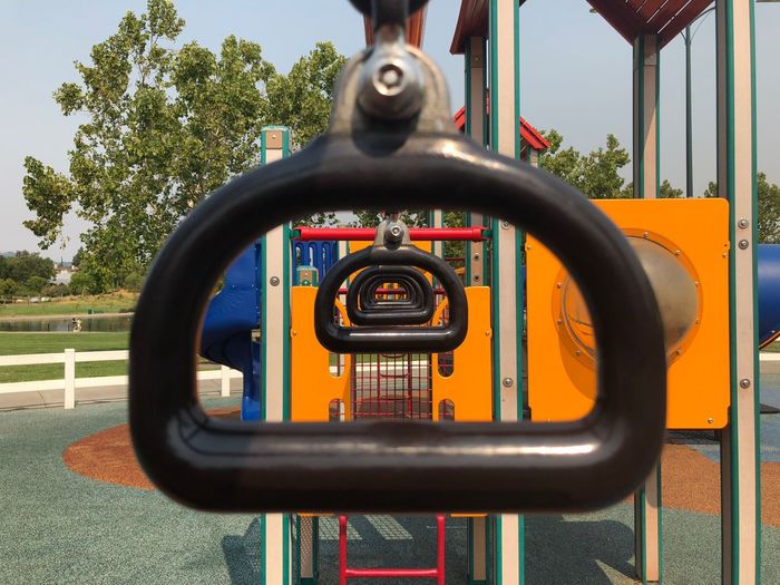 Close-up of equipment part in playground