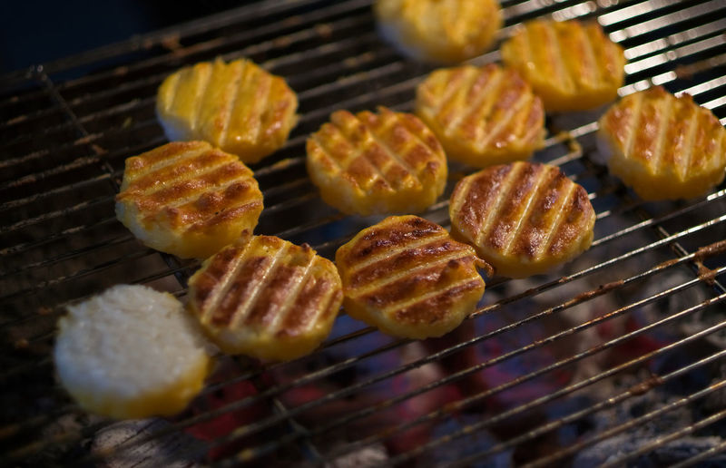 Close-up of thai food on grill