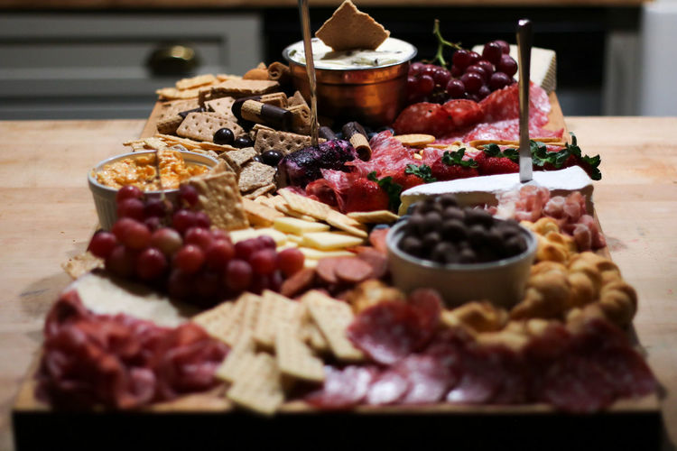 Close-up of breakfast served on table