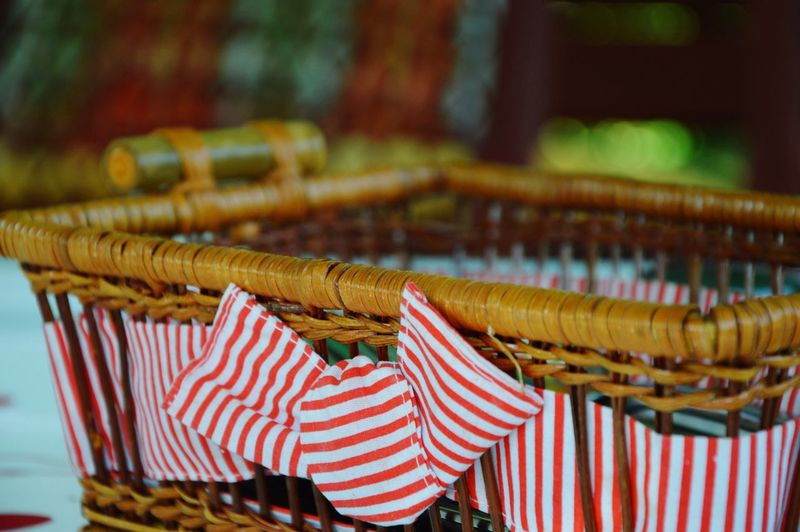 Close-up of bread basket against blurred background