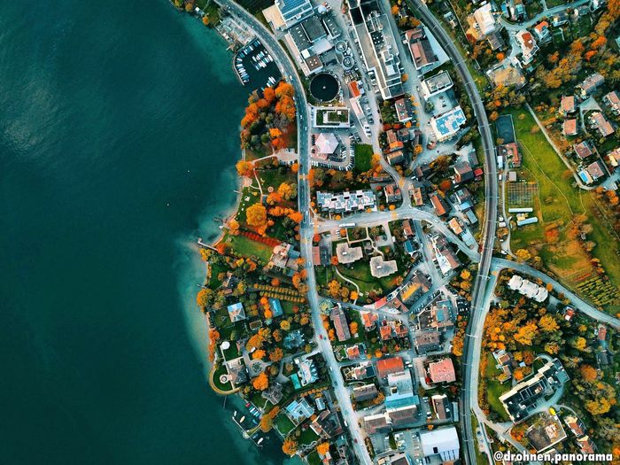 Aerial view of city against sky