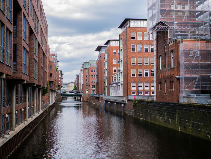 Canal with buildings in background