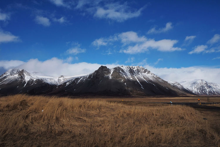 View of stunning black mountain in iceland 2016