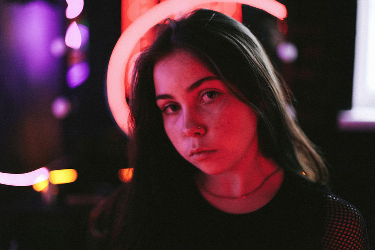 Close-up portrait of beautiful young woman