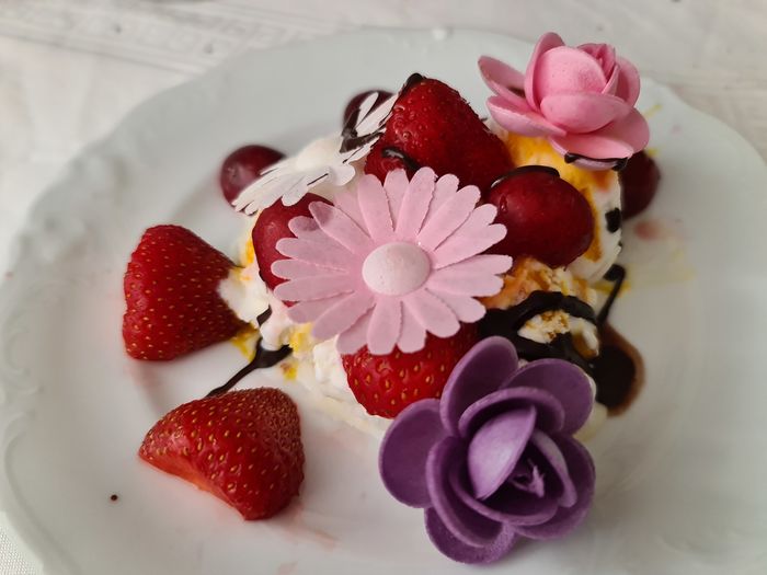 Close-up of strawberries on plate
