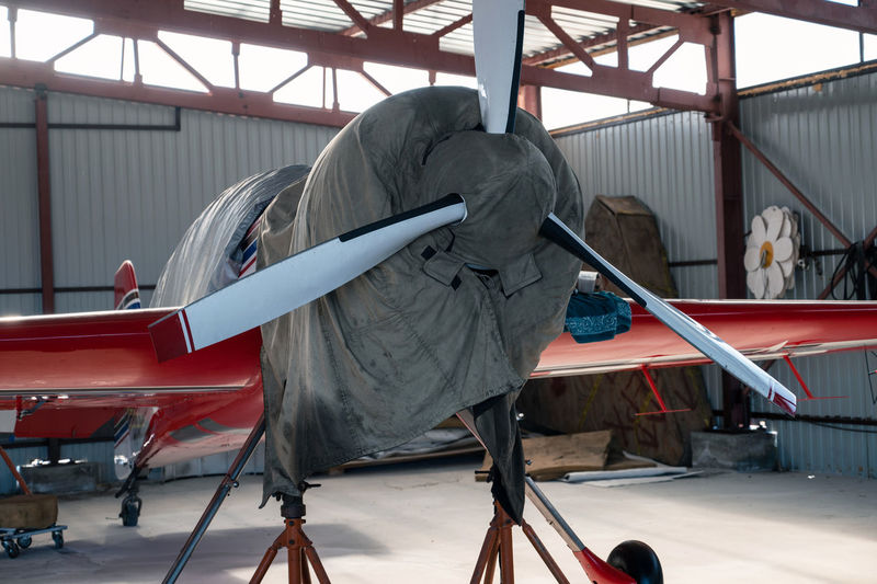 Covered old biplane