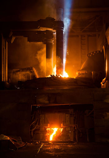 Fire in furnace at factory