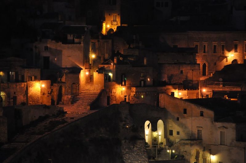Illuminated town at night
