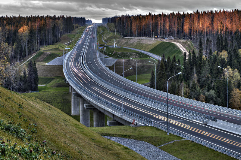 High angle view of highway against sky