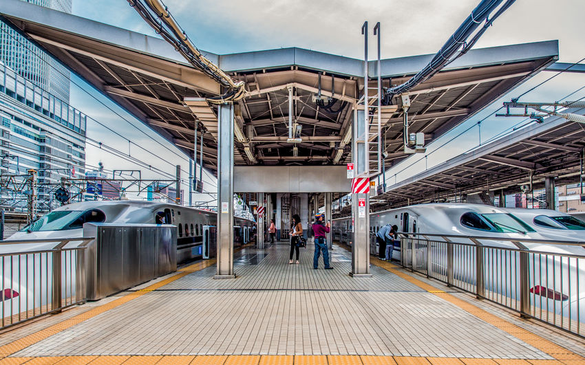 Shinkansen at railroad station