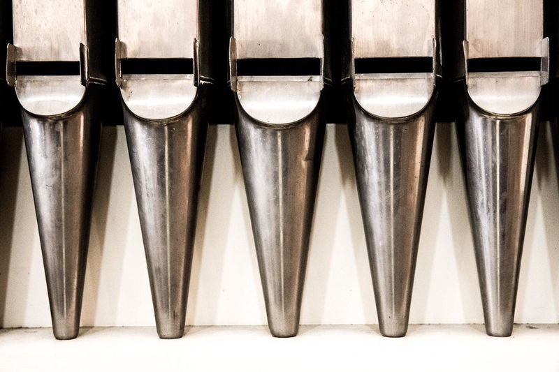 Close-up of objects in row