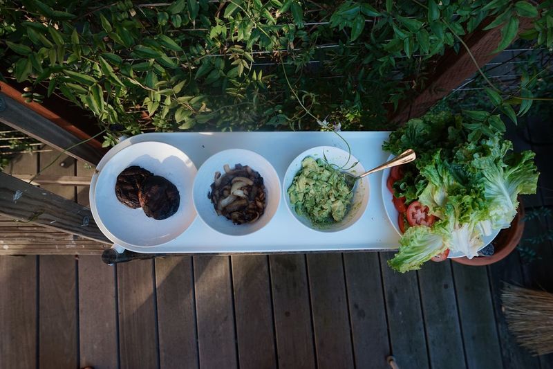 High angle view of food on table