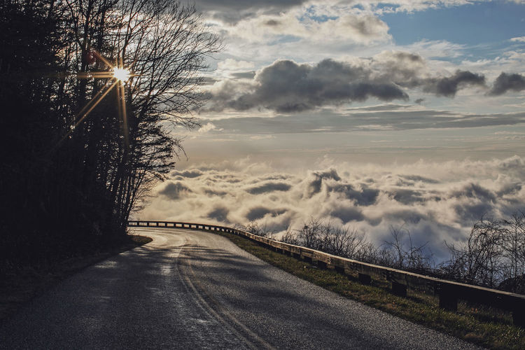 Blue ridge parkway twists and turns above the clouds, roanoke, virgina
