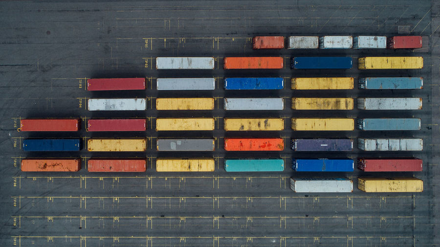Top view of shipping containers