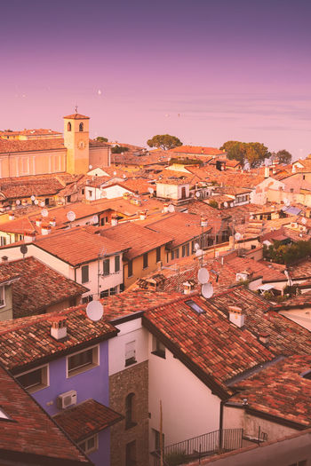 High angle view of townscape against sky