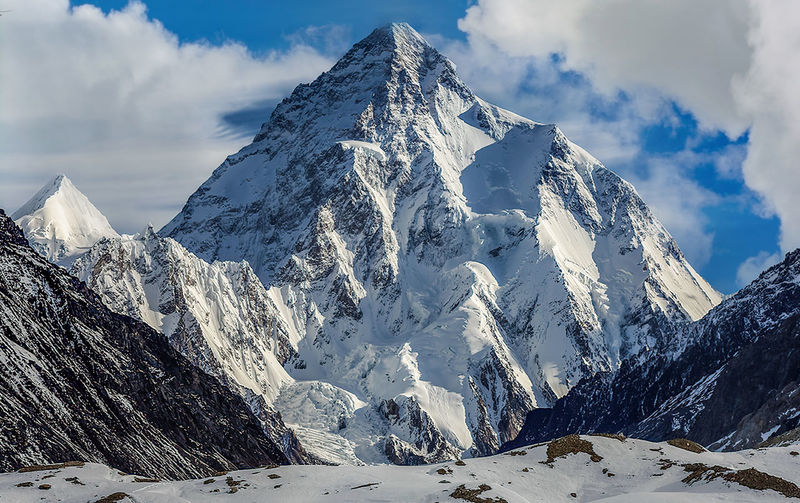 Majestic view of the k2 peak, the second highest mountain on the earth