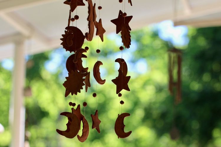 Close-up of wind chimes