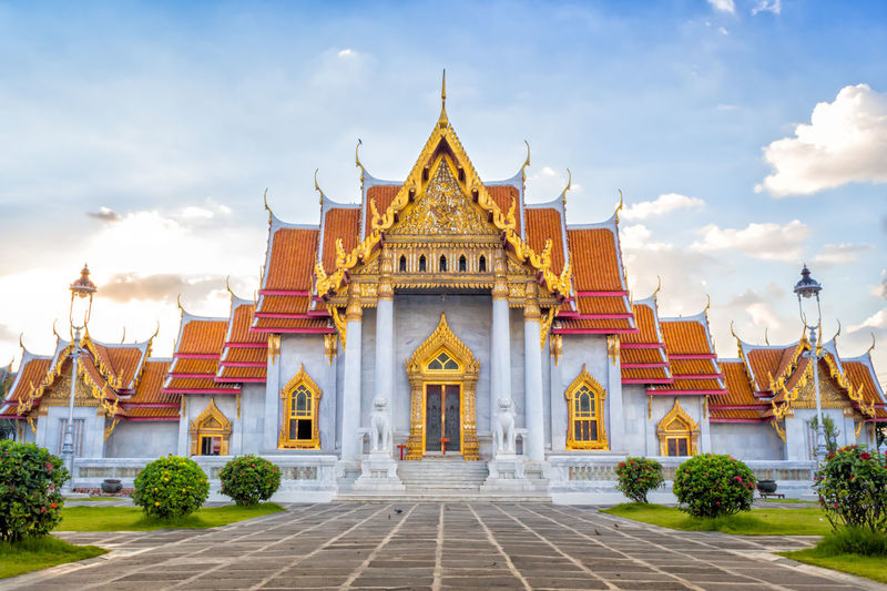 Exterior of temple against sky