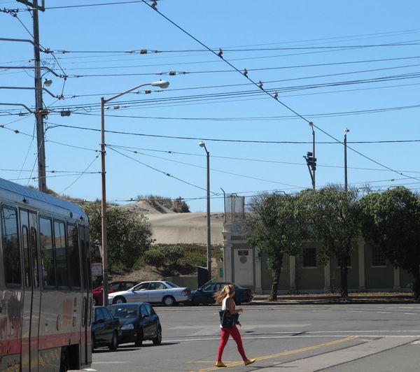 View of city street against sky