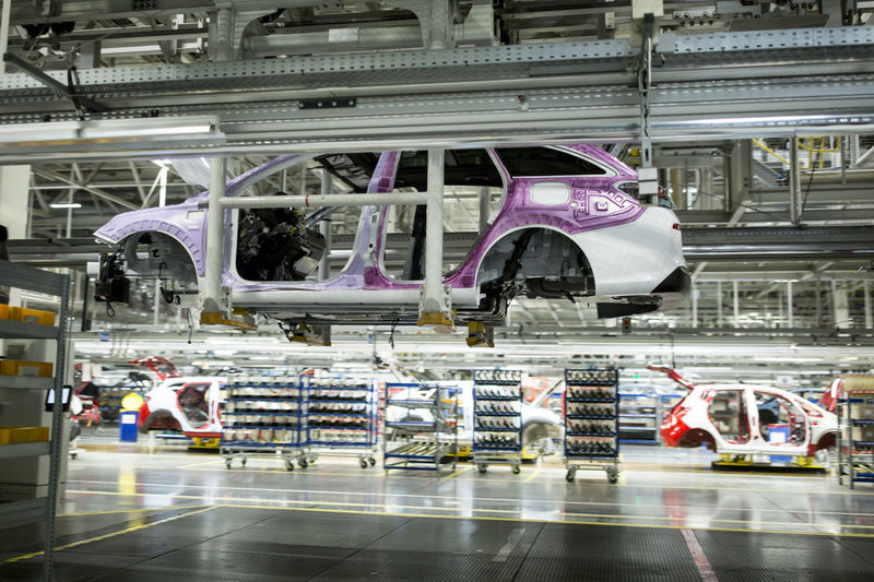 Modern automatized car production in a factory