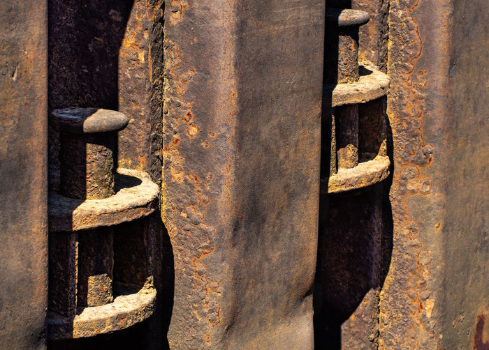 Close-up of old rusty metal door