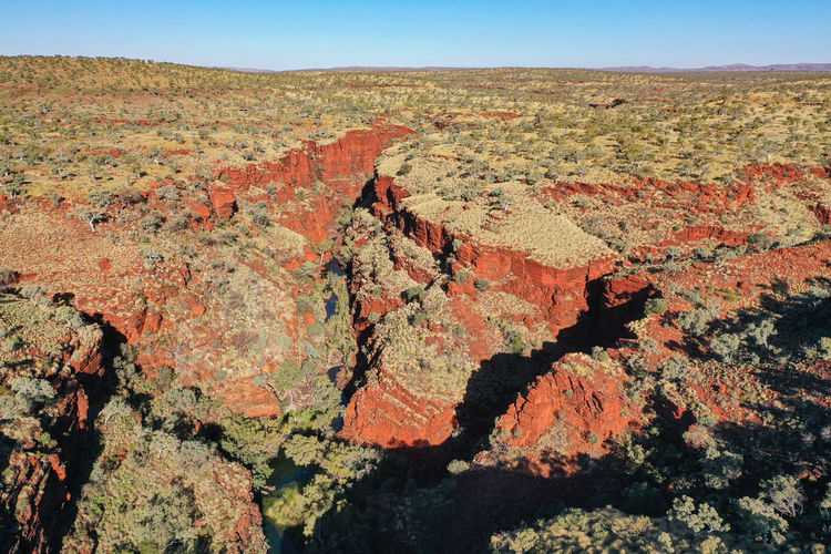 View of rock formation on land against sky