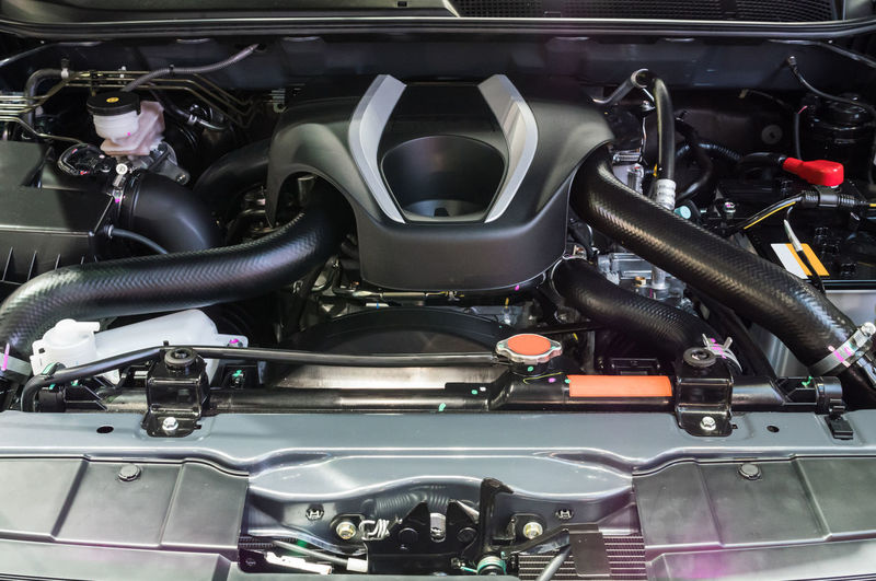 High angle view of car engine